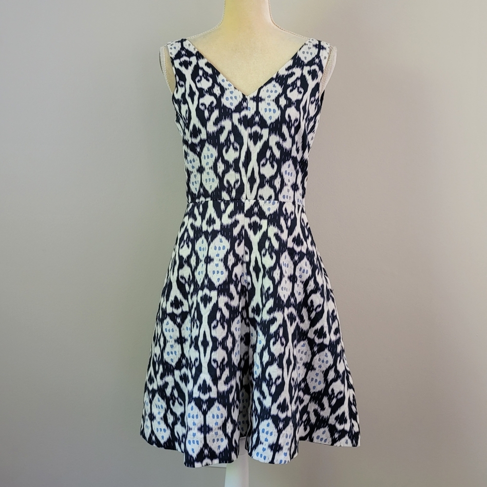 GAP Size 4 Blue Sleeveless Double V-Neck Linen Fit & Flare Dress with Pockets